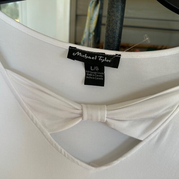 New - No Tags - Michael Tyler White Bow Tie Shirt - Size L - Picture 5 of 9